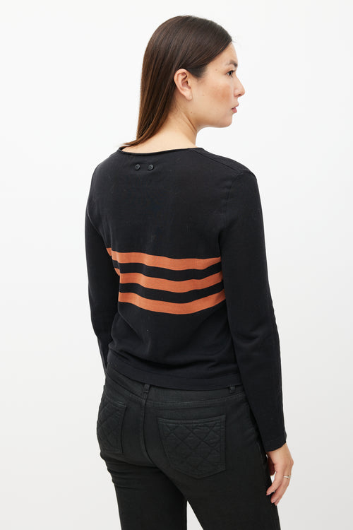 Chanel SS 1999 Black 
Orange Knit Striped Top