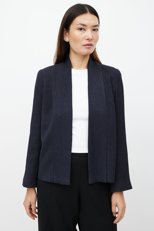 Chanel SS 1999 Navy Linen Herringbone Jacket