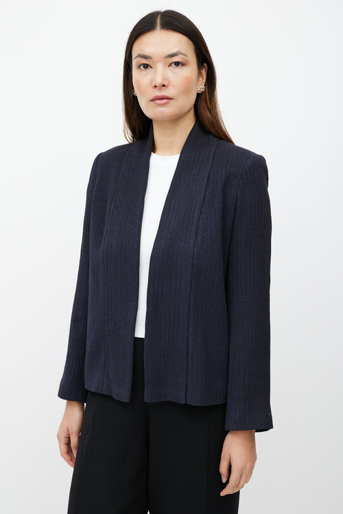 Chanel SS 1999 Navy Linen Herringbone Jacket