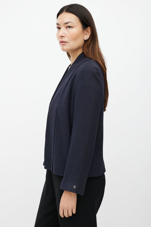 Chanel SS 1999 Navy Linen Herringbone Jacket