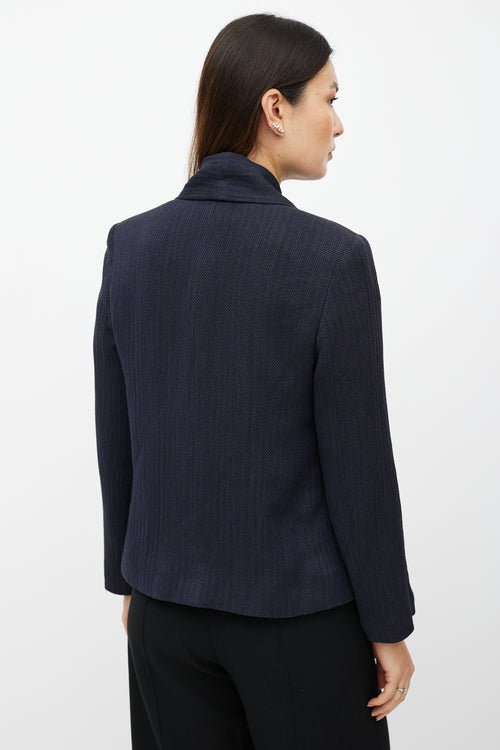 Chanel SS 1999 Navy Linen Herringbone Jacket