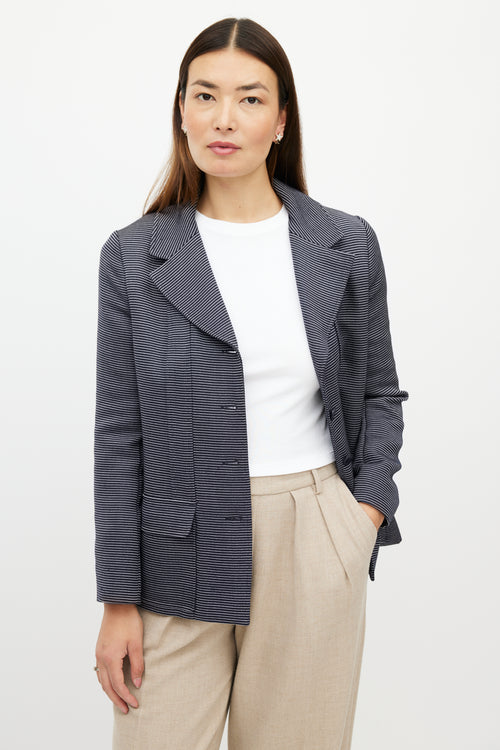 Chanel SS 2001 Navy 
White Wool Striped Blazer