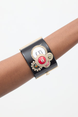 Chanel SS 2008 Black 
Multi Embellished Cuff Bracelet