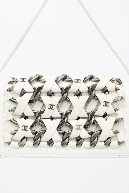 Chanel SS 2013 White 
Silver Braided Chain Crossbody Bag