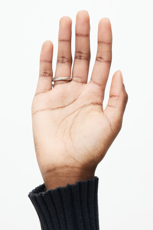 Chanel Silver Braided CC Jewel Ring