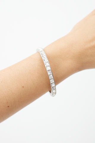 Chanel Silver Crystal Embellished Bangle