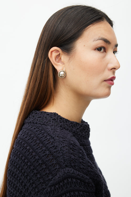 Chanel Silver 
Gold Rope Round Earring