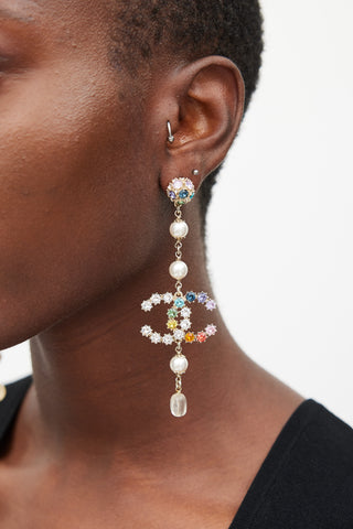 Chanel Silver 
Multicolour Jewel CC Drop Earrings