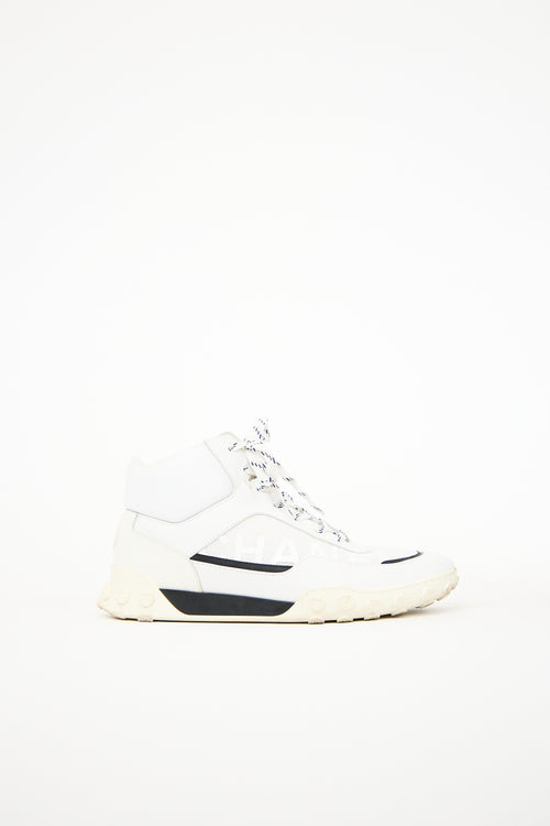 Chanel White Leather CC Sneaker