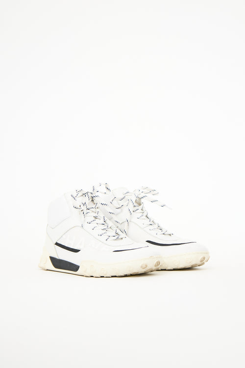 Chanel White Leather CC Sneaker