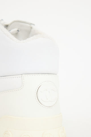 Chanel White Leather CC Sneaker