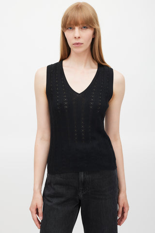 Chanel Spring 2005 Black CC Eyelet Tank Top