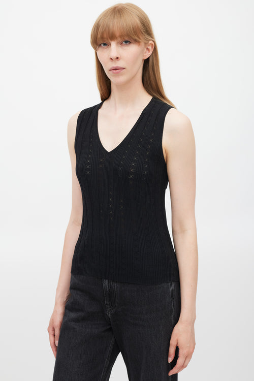 Chanel Spring 2005 Black CC Eyelet Tank Top