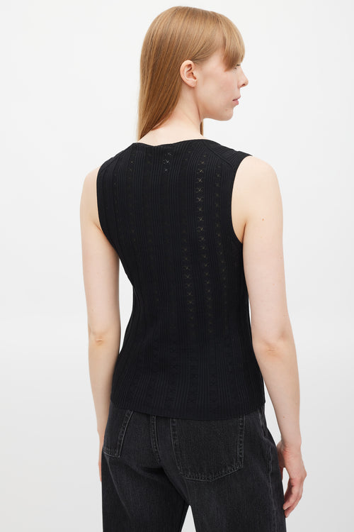 Chanel Spring 2005 Black CC Eyelet Tank Top