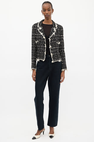 Chanel Spring 2005 Black 
Cream Tweed Jacket