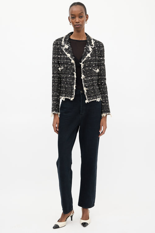 Chanel Spring 2005 Black 
Cream Tweed Jacket