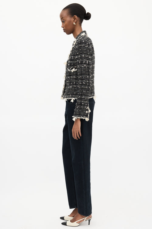 Chanel Spring 2005 Black 
Cream Tweed Jacket