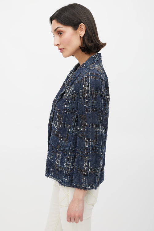 Chanel Spring 2006 Navy 
Multicolour Silk Tweed Cropped Blazer