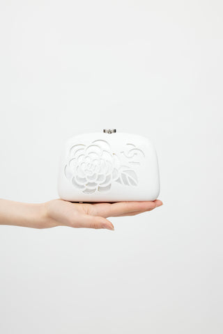 Chanel Spring 2007 White Camellia Minaudière Crossbody Bag