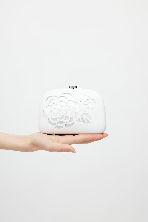 Chanel Spring 2007 White Camellia Minaudière Crossbody Bag