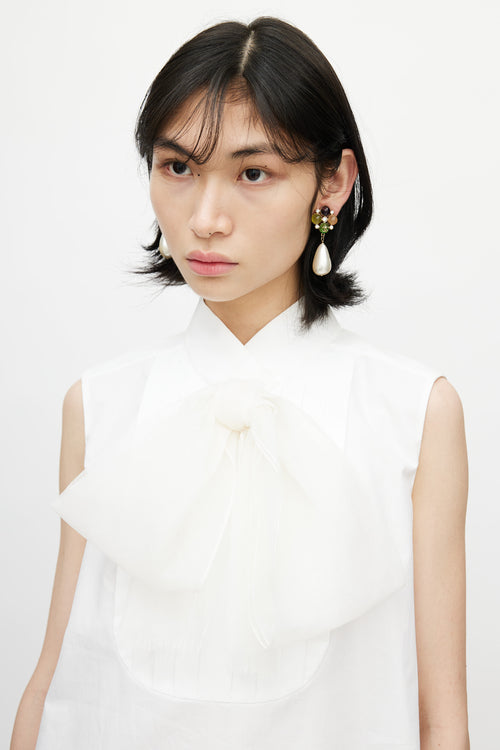 Chanel Spring 2007 White Silk Tie Blouse