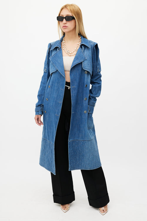 Chanel SS 2008 Blue Denim Trench Coat