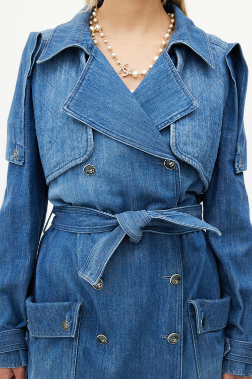 Chanel SS 2008 Blue Denim Trench Coat