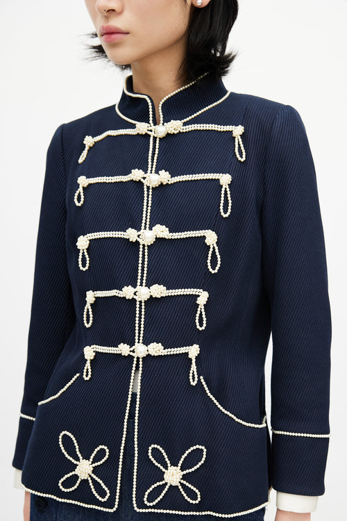 Chanel Spring 2009 Navy Majorette Pearl Blazer