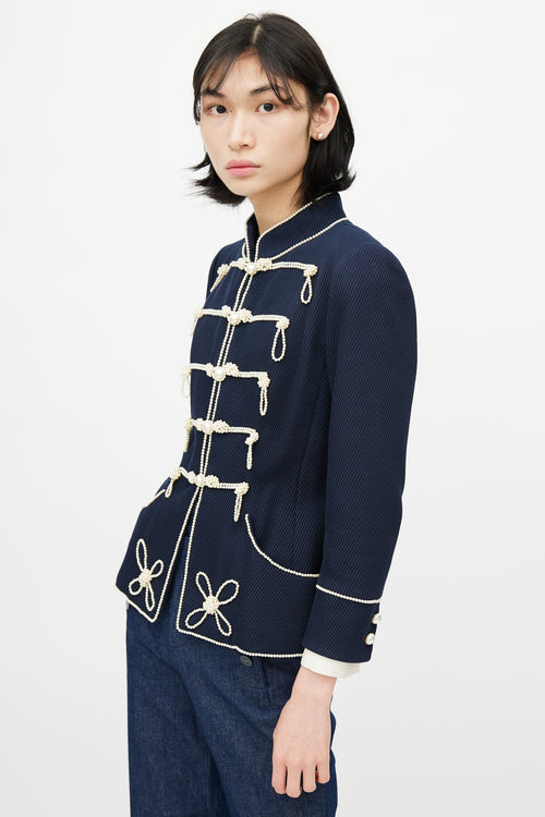 Chanel Spring 2009 Navy Majorette Pearl Blazer