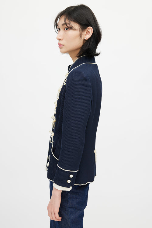 Chanel Spring 2009 Navy Majorette Pearl Blazer