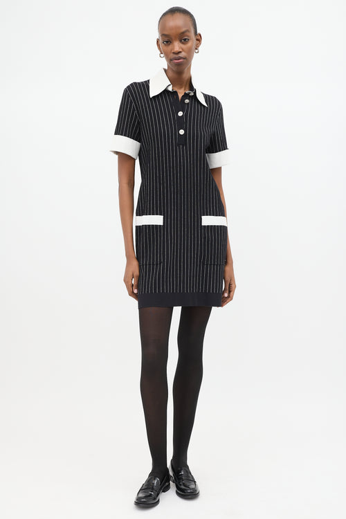 Chanel Spring 2015 Knit Pinstripe Polo Dress