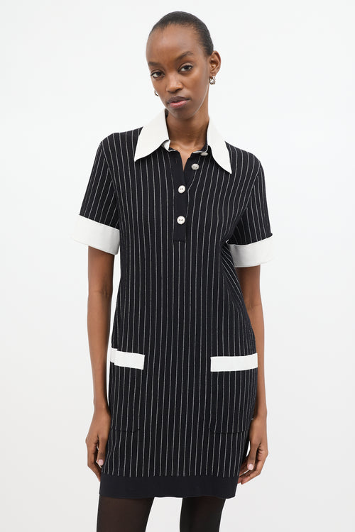 Chanel Spring 2015 Knit Pinstripe Polo Dress