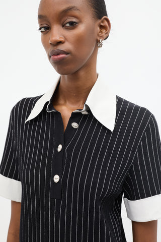 Chanel Spring 2015 Knit Pinstripe Polo Dress