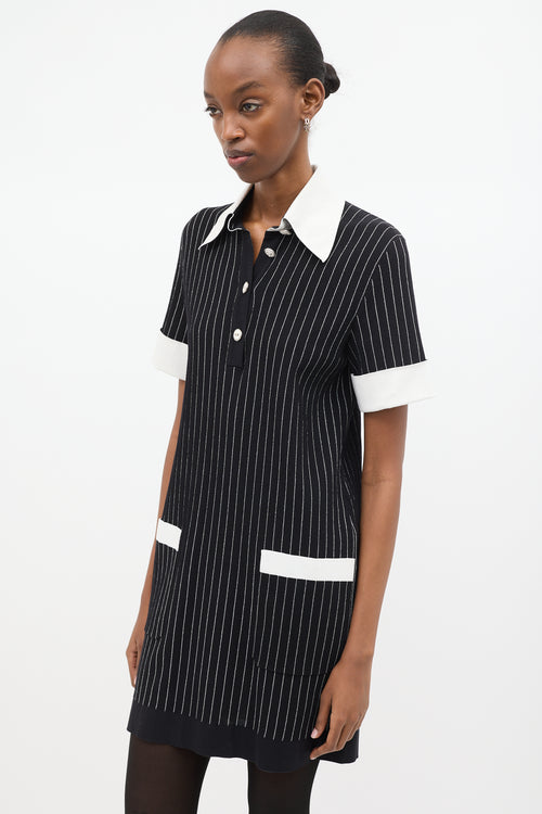 Chanel Spring 2015 Knit Pinstripe Polo Dress