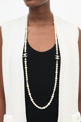 Chanel Spring 2017 Faux Pearl CC Necklace