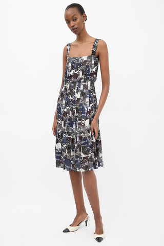 Chanel Spring 2020 Navy 
Brown Silk Dress