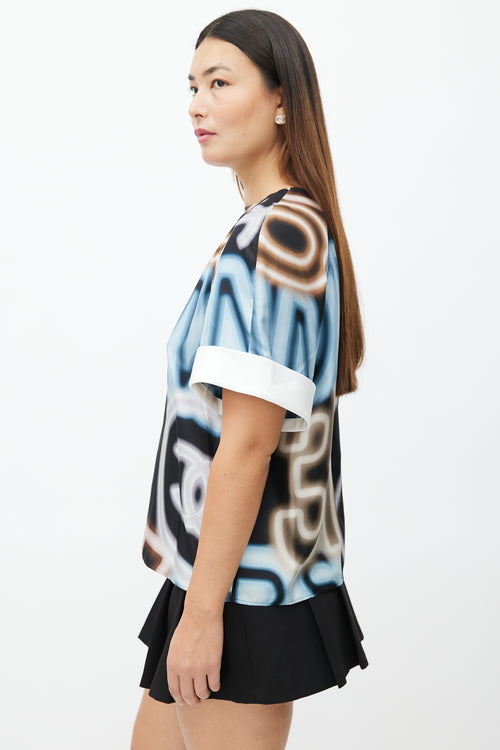 Chanel Spring 2021 Black 
Multi Neon Print Top