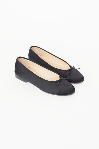 Chanel Spring 2000 Black Satin Ballet Flat