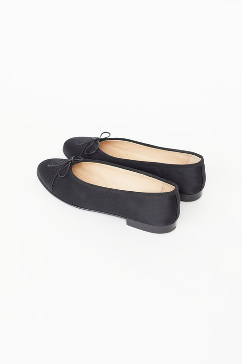 Chanel Spring 2000 Black Satin Ballet Flat