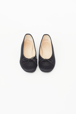 Chanel Spring 2000 Black Satin Ballet Flat