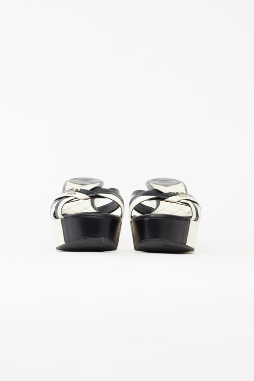 Chanel Spring 2006 Black 
Cream Platform Mule