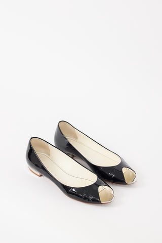 Chanel Spring 2007 Black Patent Peep Toe Flat