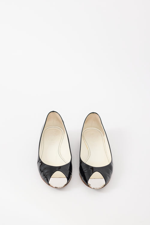 Chanel Spring 2007 Black Patent Peep Toe Flat