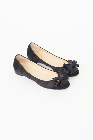 Chanel Spring 2007 Black Satin Bow Ballet Flat