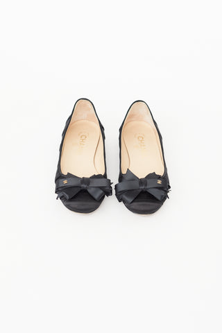 Chanel Spring 2007 Black Satin Bow Ballet Flat