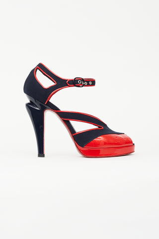 Chanel Spring 2008 Navy 
Red Open Toe Heel