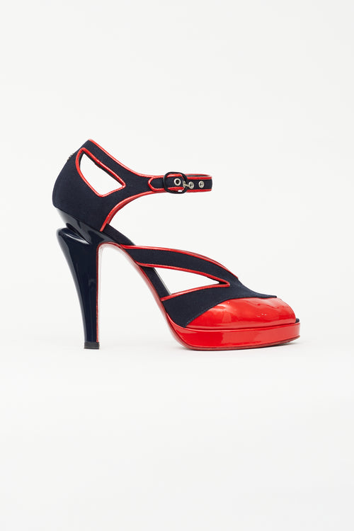 Chanel Spring 2008 Navy 
Red Open Toe Heel