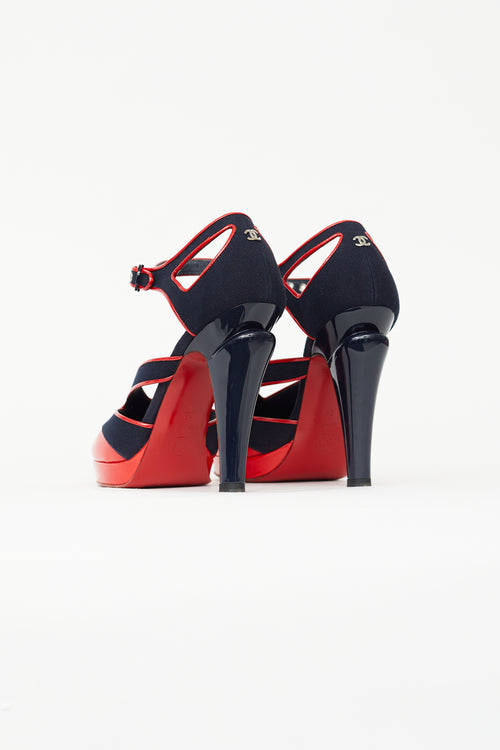 Chanel Spring 2008 Navy 
Red Open Toe Heel