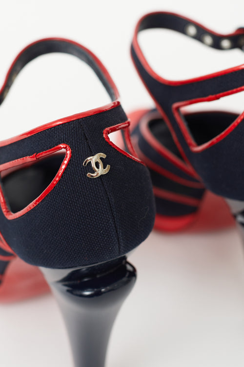 Chanel Spring 2008 Navy 
Red Open Toe Heel