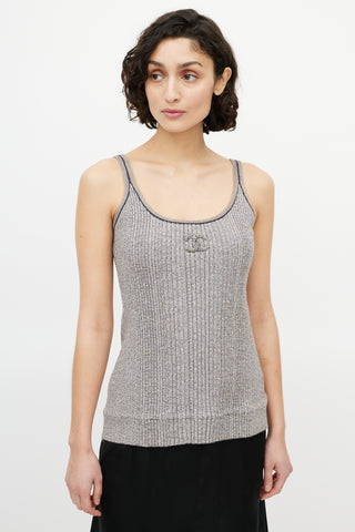 Chanel Spring 2011 Grey Metallic CC Tank Top